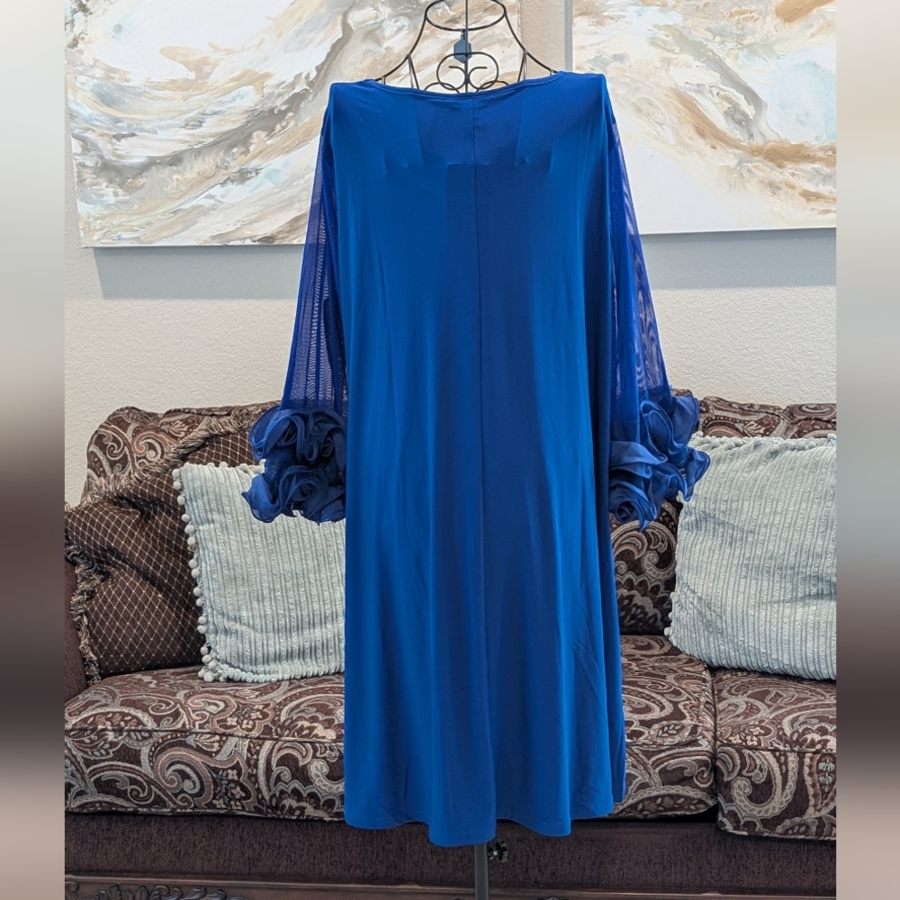 NWT Elegant Blue Tunic/Dress with Sheer Sleeves - Picture 4 of 4